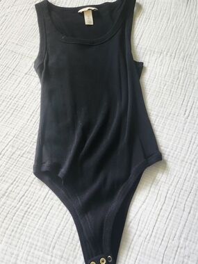 H&M Black Ribbed Tank Bodysuit One-Piece